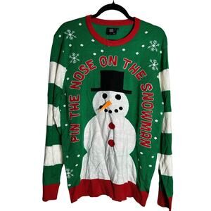UGLY STUFF SUPPLY New "Pin the Nose on the Snowman" Sweater Acrylic Size M